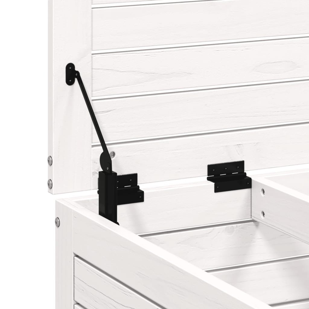 Garden Footstool with Cushion White Solid Wood Pine